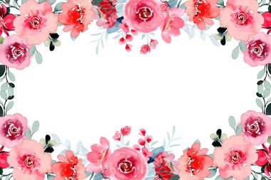 Tasarım için suluboya çiçek çerçeve vektörü