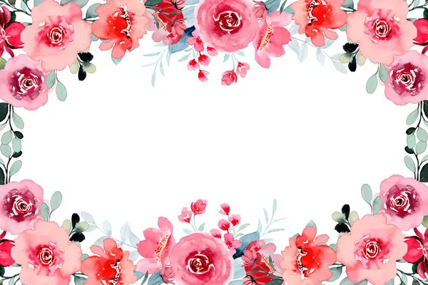 Tasarım için suluboya çiçek çerçeve vektörü