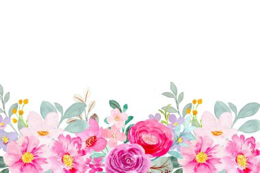 Tasarım için suluboya çiçek arka planı. Çiçek sınır çerçevesi şablonu.