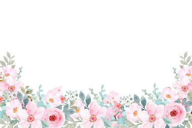 Tasarım için suluboya çiçek arka planı. Çiçek sınır çerçevesi şablonu.