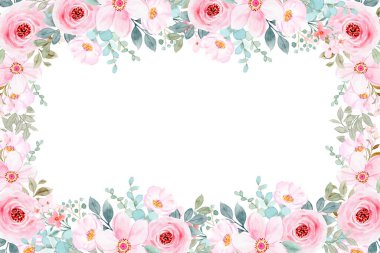 Tasarım için suluboya çiçek arka planı. Çiçek sınır çerçevesi şablonu.