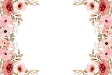 Tasarım için suluboya çiçek arka planı. Çiçek sınır çerçevesi şablonu.