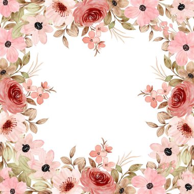 Tasarım için suluboya çiçek arka planı. Çiçek sınır çerçevesi şablonu.
