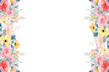 Suluboya çiçek çerçeve plan vektör