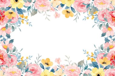 Suluboya çiçek çerçeve plan vektör