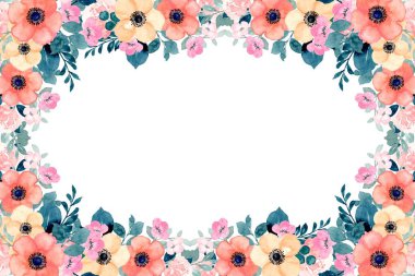 Suluboya çiçek çerçeve plan vektör