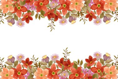 Suluboya çiçek çerçeve plan vektör