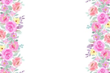 Suluboya çiçek çerçeve plan vektör