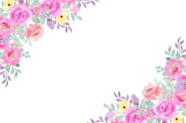 Suluboya çiçek çerçeve plan vektör