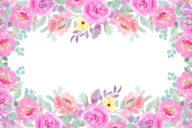 Suluboya çiçek çerçeve plan vektör