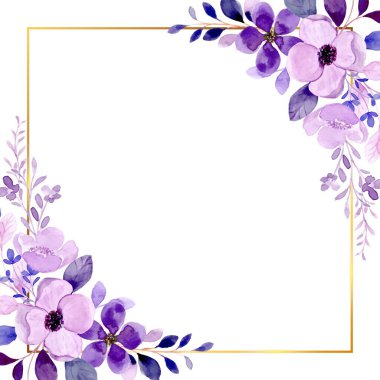 Suluboya çiçek çerçeve plan vektör