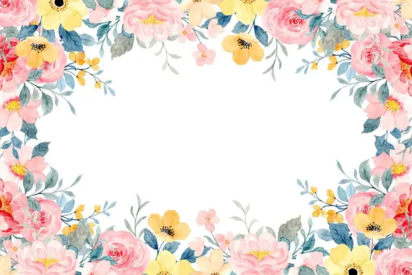 Suluboya çiçek çerçeve plan vektör