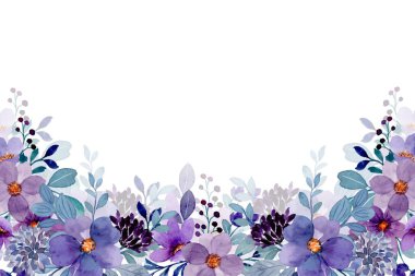 Suluboya çiçek çerçevesi kenarı, tasarım şablonu için vektör çizimi