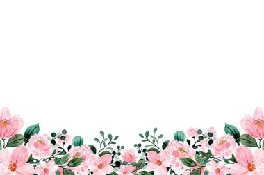 Suluboya çiçek çerçevesi kenarı, tasarım şablonu için vektör çizimi