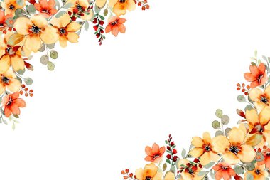 suluboya çiçek çerçevesi arkaplanı