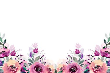 Tasarım için suluboya çiçek arka planı. Çiçek sınır çerçevesi şablonu.