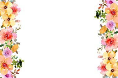 düğün, doğum günü, kart, arkaplan, davetiye, duvar kağıdı, çıkartma, dekorasyon vesaire için suluboya çiçek çerçevesi arka planı.