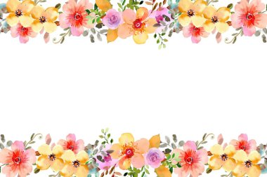 düğün, doğum günü, kart, arkaplan, davetiye, duvar kağıdı, çıkartma, dekorasyon vesaire için suluboya çiçek çerçevesi arka planı.