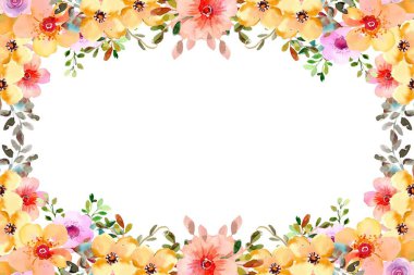 düğün, doğum günü, kart, arkaplan, davetiye, duvar kağıdı, çıkartma, dekorasyon vesaire için suluboya çiçek çerçevesi arka planı.