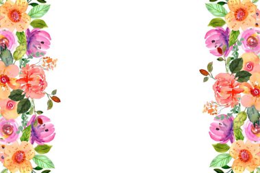 düğün, doğum günü, kart, arkaplan, davetiye, duvar kağıdı, çıkartma, dekorasyon vesaire için suluboya çiçek çerçevesi arka planı.