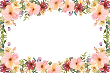 düğün, doğum günü, kart, arkaplan, davetiye, duvar kağıdı, çıkartma, dekorasyon vesaire için suluboya çiçek çerçevesi arka planı.