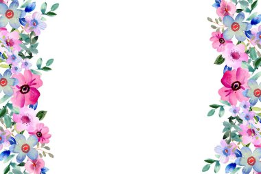 düğün, doğum günü, kart, arkaplan, davetiye, duvar kağıdı, çıkartma, dekorasyon vesaire için suluboya çiçek çerçevesi arka planı.