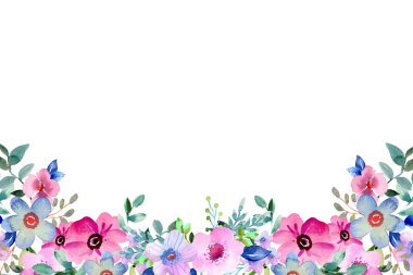 düğün, doğum günü, kart, arkaplan, davetiye, duvar kağıdı, çıkartma, dekorasyon vesaire için suluboya çiçek çerçevesi arka planı.