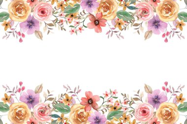 düğün, doğum günü, kart, arkaplan, davetiye, duvar kağıdı, çıkartma, dekorasyon vesaire için suluboya çiçek çerçevesi arka planı.