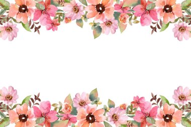 düğün, doğum günü, kart, arkaplan, davetiye, duvar kağıdı, çıkartma, dekorasyon vesaire için suluboya çiçek çerçevesi arka planı.