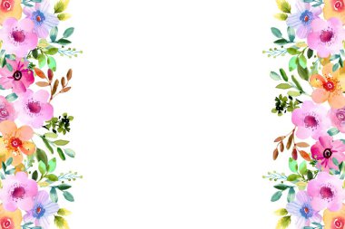 Tasarım için suluboya çiçek arka planı. Çiçek sınır çerçevesi şablonu.