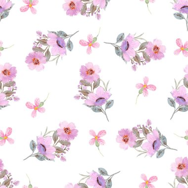 Suluboya çiçek arkaplanı, kusursuz çiçek deseni 