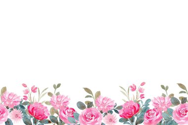 Tasarım için suluboya çiçek arka planı. Çiçek sınır çerçevesi şablonu.