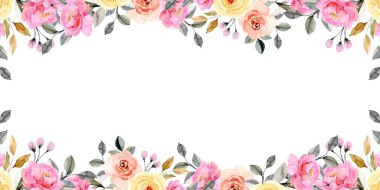 suluboya çiçek çerçevesi, tasarım için arkaplan, pastel renkler