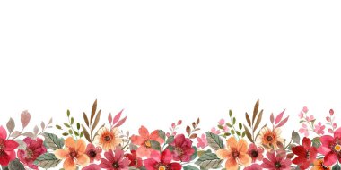 Suluboya çiçekleri tasarım için çerçeve. Çiçek çerçeveli kart şablonu. Pankart ve düğün kartı için vektör tasarımı çizimi.