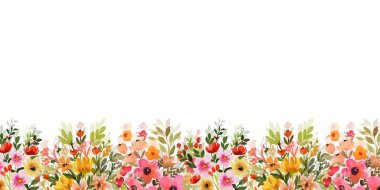 Suluboya çiçekleri tasarım için çerçeve. Çiçek çerçeveli kart şablonu. Pankart ve düğün kartı için vektör tasarımı çizimi.