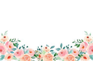 Şeftali çiçeği suluboya kenarlığı 