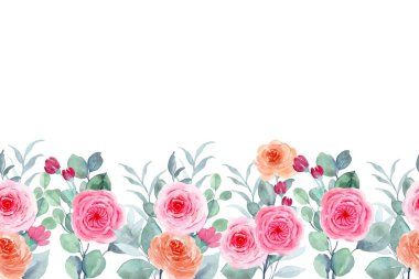 Çiçek açan botanik çiçekleri sınır çerçevesi. Beyaz arka planda renkli yabani çiçek. Renkli bahçe vektör illüstrasyonu.