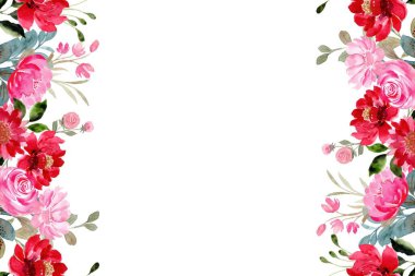 Tasarım için suluboya çiçek arka planı. Çiçek sınır çerçevesi şablonu.