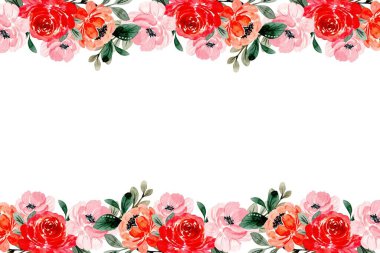 düğün, doğum günü, kart, arkaplan, davetiye, duvar kağıdı, çıkartma, dekorasyon için çiçek suluboya sınırı.