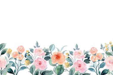 düğün, doğum günü, kart, arkaplan, davetiye, duvar kağıdı, çıkartma, dekorasyon için çiçek suluboya sınırı.