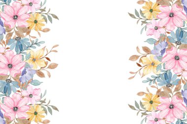 düğün, doğum günü, kart, arkaplan, davetiye, duvar kağıdı, çıkartma, dekorasyon için çiçek kenarı suluboyası.