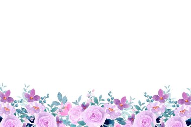 Güzel suluboya çiçek ve yaprak çerçeve arka planı.