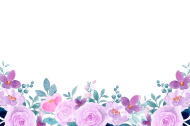 Güzel suluboya çiçek ve yaprak çerçeve arka planı.