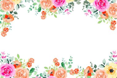 düğün, doğum günü, kart, arkaplan, davetiye, duvar kağıdı, çıkartma, dekorasyon için çiçek suluboya çerçevesi.