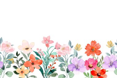 suluboya çiçekler tasarım için çerçeve vektörü.