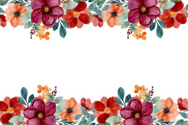 suluboya çiçekler tasarım için çerçeve vektörü.