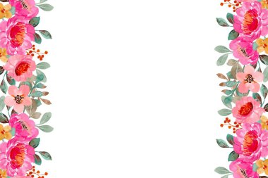 Tasarım için suluboya çiçek arka planı. Çiçek sınır çerçevesi şablonu.