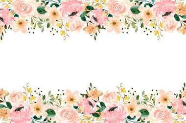 Tasarım için suluboya çiçek arka planı. Çiçek sınır çerçevesi şablonu.