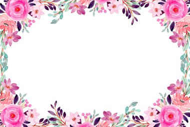Tasarım için suluboya çiçek arka planı. Çiçek sınır çerçevesi şablonu.