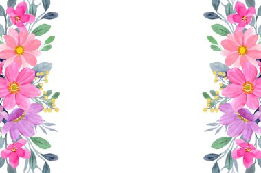 Tasarım için suluboya çiçek arka planı. Çiçek sınır çerçevesi şablonu.